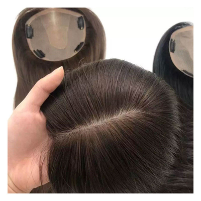 Toupee à base de soie droite pour femme avec fermeture frontale en dentelle suisse et coiffure