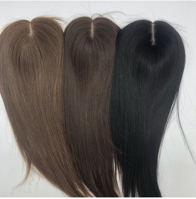 Toupee à base de soie droite pour femme avec fermeture frontale en dentelle suisse et coiffure
