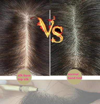 Toupee à base de soie droite pour femme avec fermeture frontale en dentelle suisse et coiffure