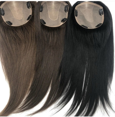 Toupee à base de soie droite pour femme avec fermeture frontale en dentelle suisse et coiffure