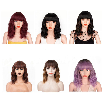 Pas de perruques de dentelle courte vague d'eau brésilienne Remy Cheveux humains BOB Perruques pour femmes noires