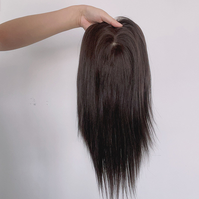 Toupee à base de soie droite pour femme avec fermeture frontale en dentelle suisse et coiffure