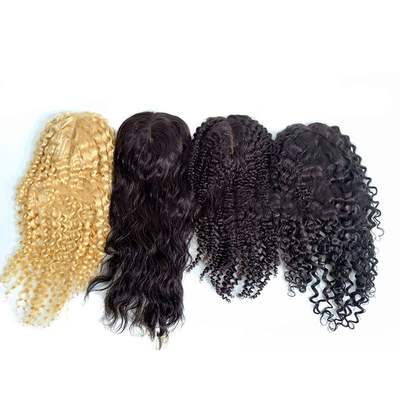 Fabriqué à la main 2024 Tendance Blonde Remy ondulée bouclée Topper européen de cheveux humains pour les femmes