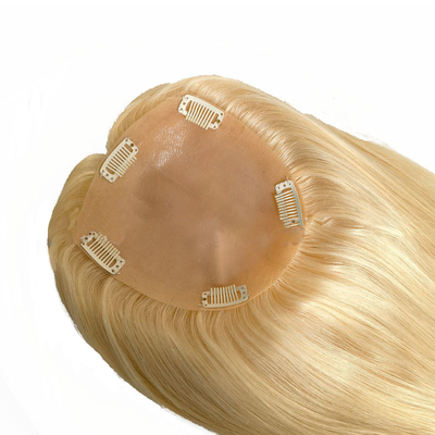Fabriqué à la main 2024 Tendance Blonde Remy ondulée bouclée Topper européen de cheveux humains pour les femmes
