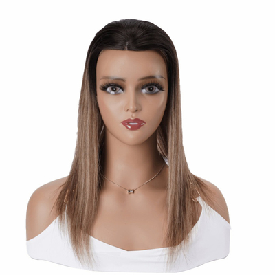 8-22 pouces longueur dentelle attachée à la main avant et trame creuse filet creux brun balayage cheveux humains