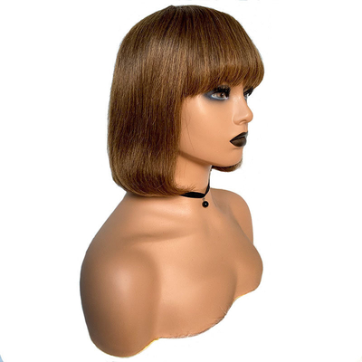 Cheveux brésiliens courts, cheveux humains vierges, bob, perruques à poings, cheveux Remy, taille moyenne, casquette.