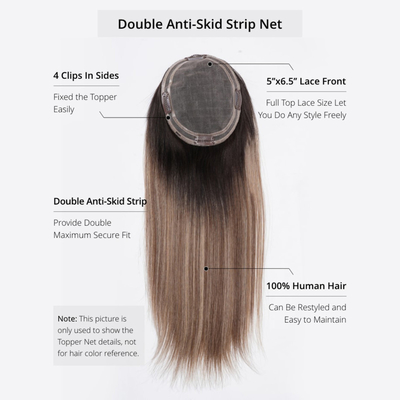8-22 pouces longueur dentelle attachée à la main avant et trame creuse filet creux brun balayage cheveux humains