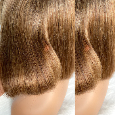 Cheveux brésiliens courts, cheveux humains vierges, bob, perruques à poings, cheveux Remy, taille moyenne, casquette.