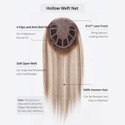 8-22 pouces longueur dentelle attachée à la main avant et trame creuse filet creux brun balayage cheveux humains