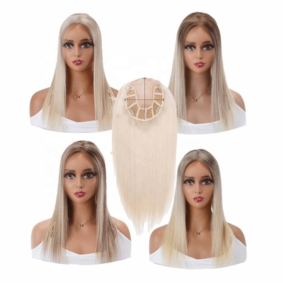 Véritable chapeau de cheveux juif naturel pour femmes Fin de soie dentelle avant blonde européenne 100-200g