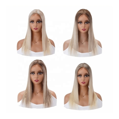 Véritable chapeau de cheveux juif naturel pour femmes Fin de soie dentelle avant blonde européenne 100-200g