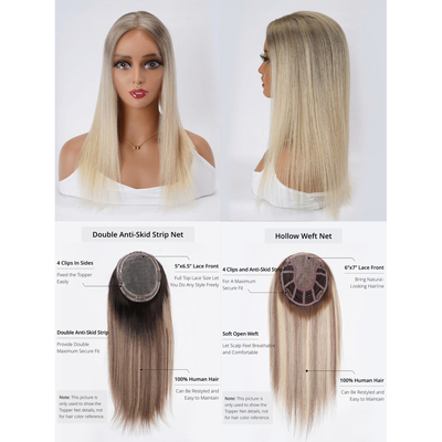 Véritable chapeau de cheveux juif naturel pour femmes Fin de soie dentelle avant blonde européenne 100-200g