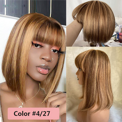 Perruques sans colle 100% cheveux humains Remy Aucune dentelle avant P4/27 Brésilien droit