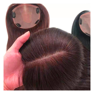 Toppers de cheveux humains à base de soie Toppers de cheveux droits de dentelle Toupee pour femmes vierges