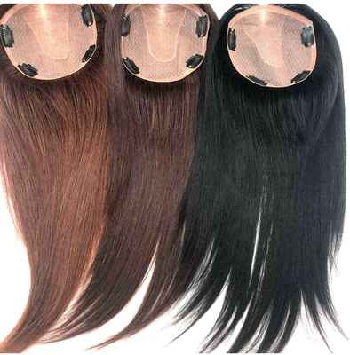 Toppers de cheveux humains à base de soie Toppers de cheveux droits de dentelle Toupee pour femmes vierges