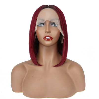 100% cheveux humains courts bouclés Bob droit Pixie dentelle avant Perruque en T-partie tissus brésiliens