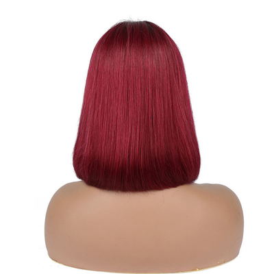 100% cheveux humains courts bouclés Bob droit Pixie dentelle avant Perruque en T-partie tissus brésiliens