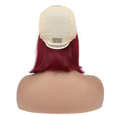 100% cheveux humains courts bouclés Bob droit Pixie dentelle avant Perruque en T-partie tissus brésiliens