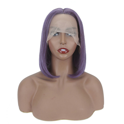Couleur violette fumée courte bob perruque droite HD dentelle cheveux humains frontaux pour les femmes noires
