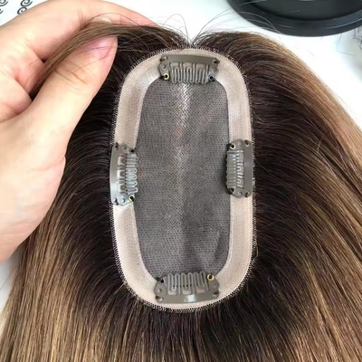 Coupe de cheveux européenne 14 pouces Outlet Mono Topper pour les femmes Cheveux humains
