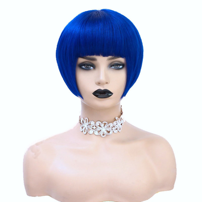 Matériau de base en dentelle suisse Remy Hair Virgin Silky Short Bob Cut Perruques pour femmes avec 1