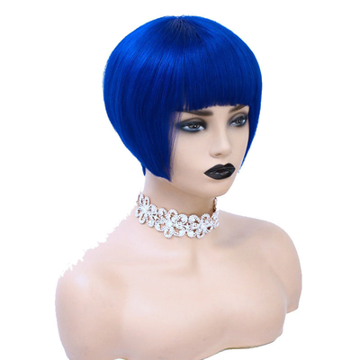 Matériau de base en dentelle suisse Remy Hair Virgin Silky Short Bob Cut Perruques pour femmes avec 1