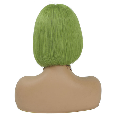 Couleur verte cheveux humains brésiliens courts bob perruques 10 pouces avec cheveux de bébé et HD dentelle frontale