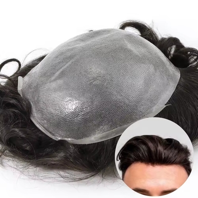 Toupee à peau fine pour hommes Cheveux européens avec cuticule complète Cheveux alignés