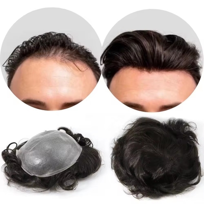 Toupee à peau fine pour hommes Cheveux européens avec cuticule complète Cheveux alignés