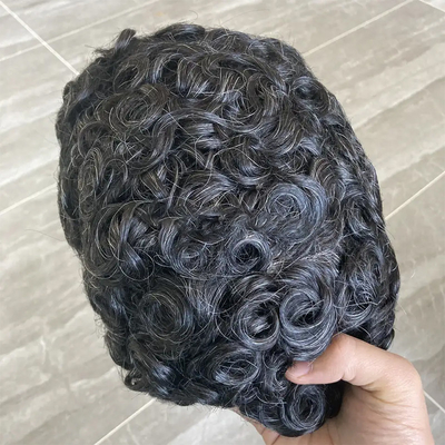 Coupe complète 100% coupe vierge coiffure alignée Afro Toupee pour hommes noirs