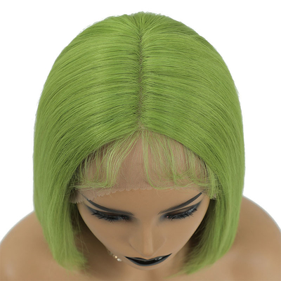 100% cheveux humains brésiliens HD dentelle frontale 8A 10A 12A courte bob vert perruque avec dentelle suisse