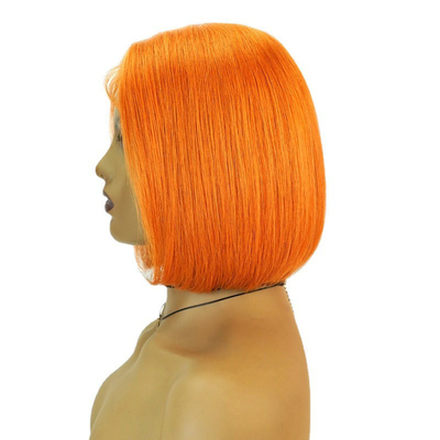 Lace transparente 150% densité Remy Hair Highlight Orange Bob droit Perruques avec poils de bébé
