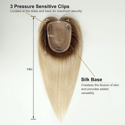 Clip de base en soie en haut 14 pouces 150% Densité naturelle Noir/brun foncé/brun mocca