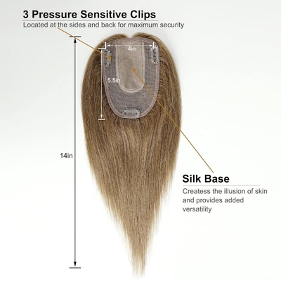 Clip de base en soie en haut 14 pouces 150% Densité naturelle Noir/brun foncé/brun mocca
