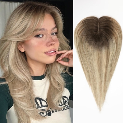 Clip de base en soie en haut 14 pouces 150% Densité naturelle Noir/brun foncé/brun mocca