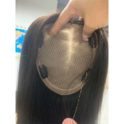 18 pouces européen naturel réel partie libre base en soie cheveux humains clip en haut pour les femmes