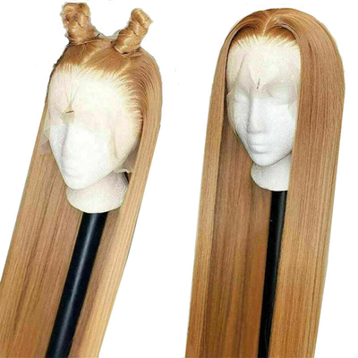 13*6 dentelle frontale brésilienne Remy Cheveux pré-pluqués entièrement faits à la main Perruque ondulée soyeuse bouclée