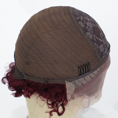 99J Bourgogne Vierge indienne crue cuticule alignée cheveux humains dentelle Perruques avant pour petite taille