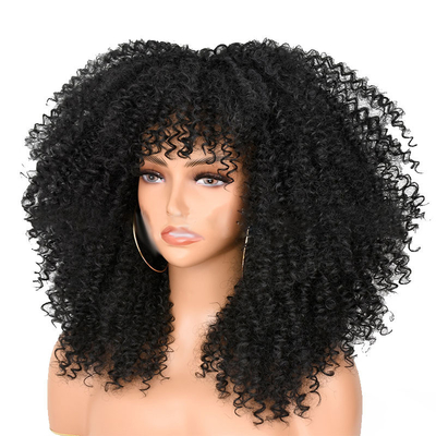 Des cheveux humains bouclés, bruns clairs, perruques avec une frange, des boucles perruques, afro-perruques, et des boucles perruques.