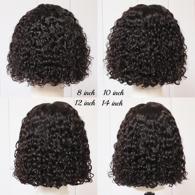 Cheveux Remy 180% Densité Afro Kinky Bouclée 4*4/13*4/13*6 dentelle Frontale BOB Perruques pour femmes noires 250g-450g