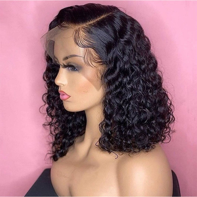 Cheveux Remy 180% Densité Afro Kinky Bouclée 4*4/13*4/13*6 dentelle Frontale BOB Perruques pour femmes noires 250g-450g