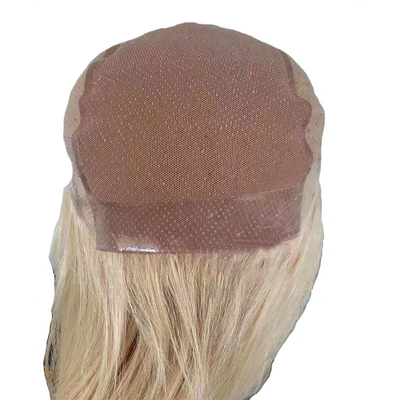 16-24 pouces 613 Blonde Hand Tied PU Silicium Perruques médicales pour les femmes blanches 100% cheveux humains