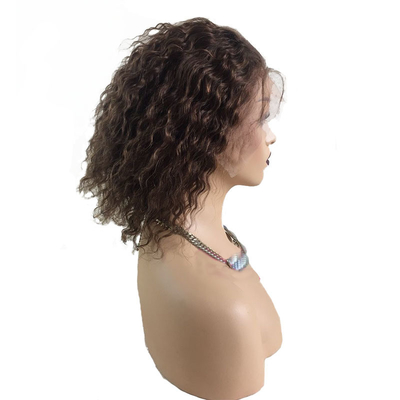 Perruque à cheveux humains bouclés 100% brésilienne en haute définition, en laiton suisse, en soie, tout fait à la main.