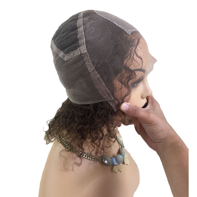 Perruque à cheveux humains bouclés 100% brésilienne en haute définition, en laiton suisse, en soie, tout fait à la main.