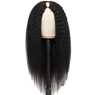 Perruques Longueur V Partie sans colle Afro Kinky Cheveux humains droits Perruque 250% Densité