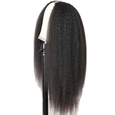 Perruques Longueur V Partie sans colle Afro Kinky Cheveux humains droits Perruque 250% Densité