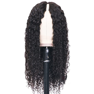 Coupe courte de mode 2022 Cuticule de vague d'eau alignée en V-partie sans dentelle Perruque de cheveux humains