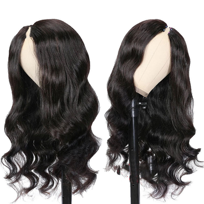 Aucune Perruque en dentelle V Partie de cheveux cambodgiens Perruque corps vague Cheveux humains crus Pas de sortie sans colle