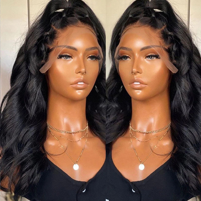 10-24 pouces brésilienne bouclée Remy Cheveux humains Full Lace Perruque à la main Liée transparente dentelle française