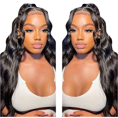10-24 pouces brésilienne bouclée Remy Cheveux humains Full Lace Perruque à la main Liée transparente dentelle française